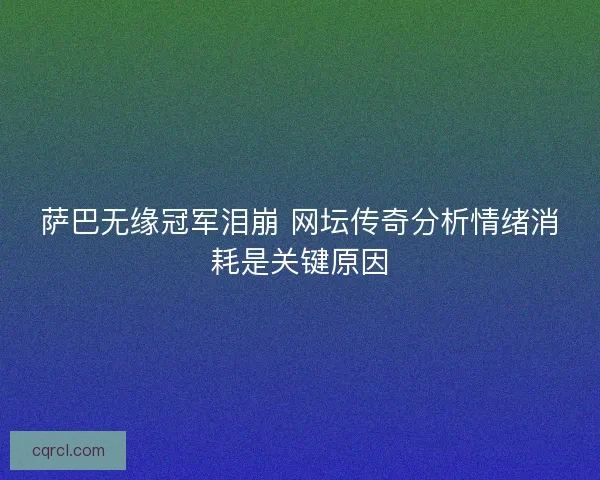 萨巴无缘冠军泪崩 网坛传奇分析情绪消耗是关键原因