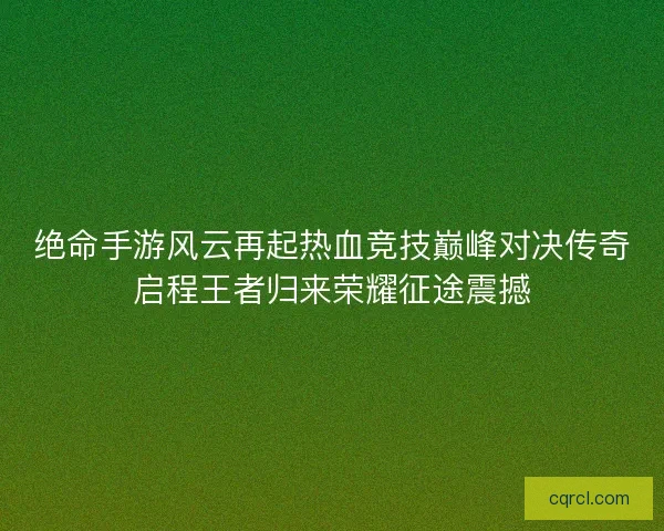 绝命手游风云再起热血竞技巅峰对决传奇启程王者归来荣耀征途震撼